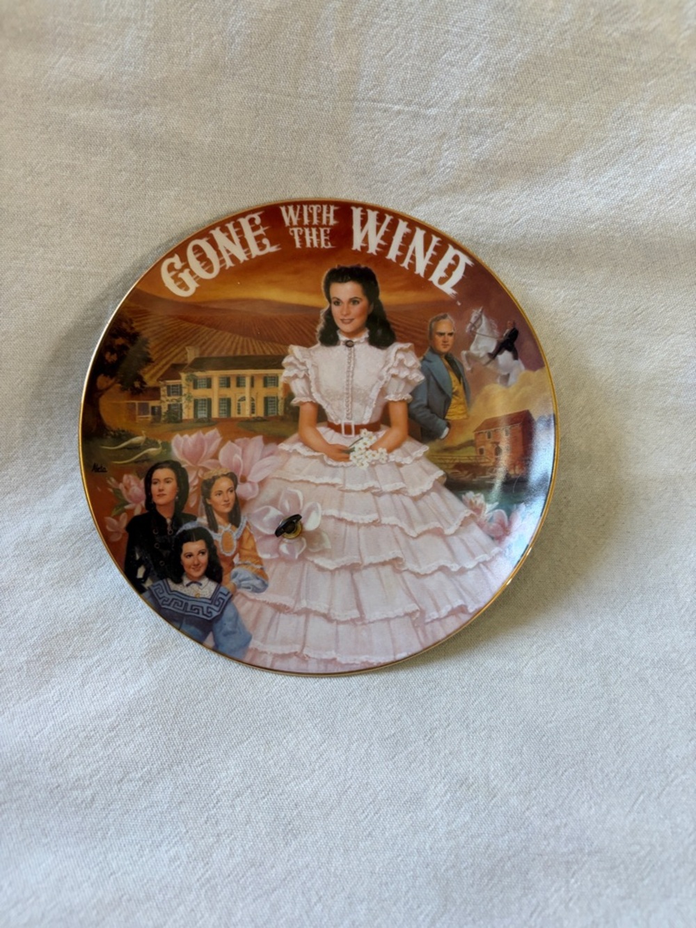 Gone With The Wind Collectible Plate - Pink & Gold Accents